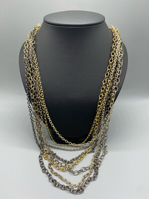 Gold And Silver Multiple Chain Necklace