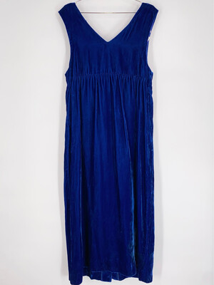 Lord And Taylor Blue Crushes Velvet Babydoll Dress Size L