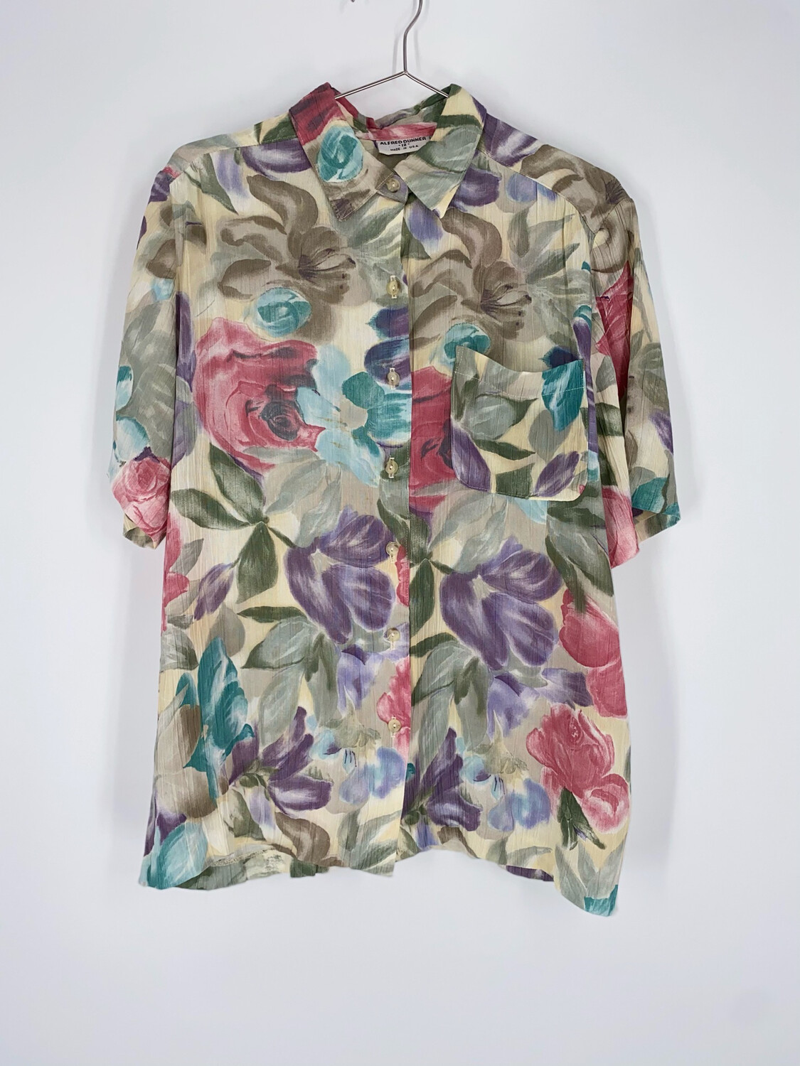 Alfred Dunner Floral Button Up Top Size L