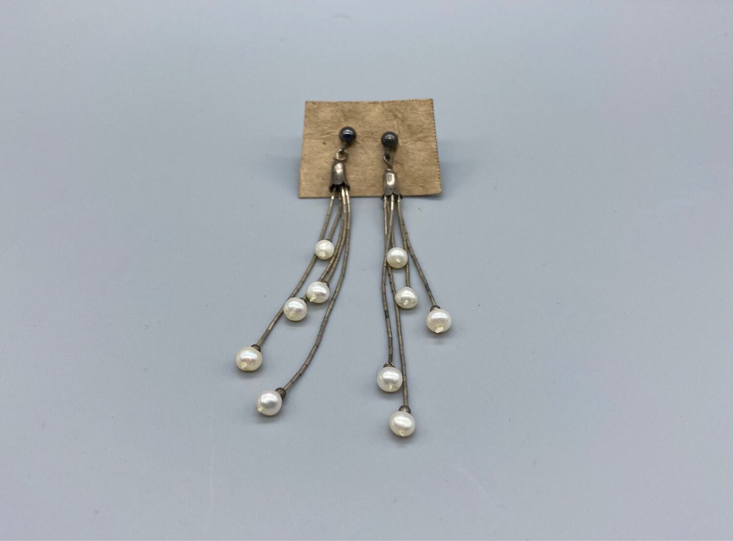 Silver Pearl Dangle Earrings