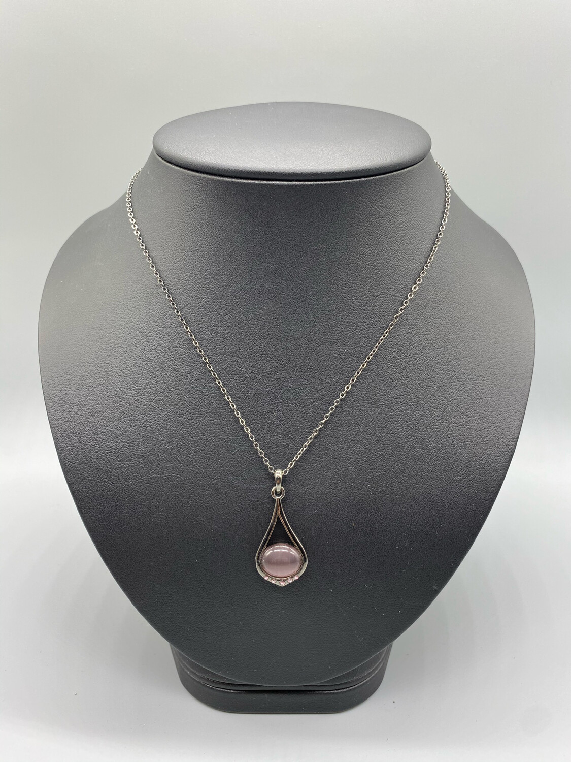 Silver And Purple Pendant Necklace