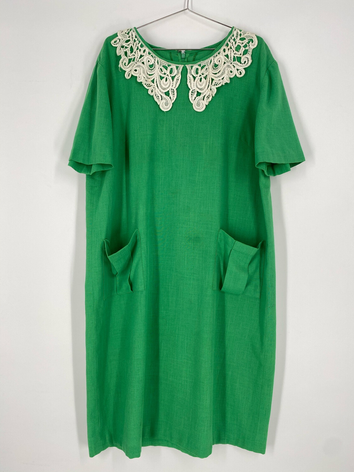 Vintage Short Sleeve Embroidered Green Dress Size 3X