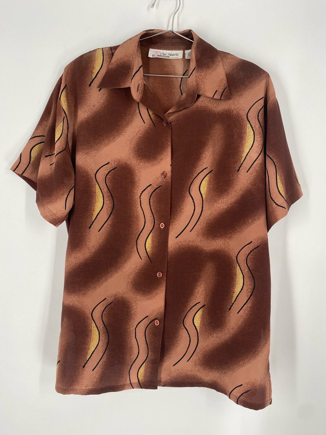 Our Hearts By Nimhusham Abstract Printed Button Up Top Size 1X
