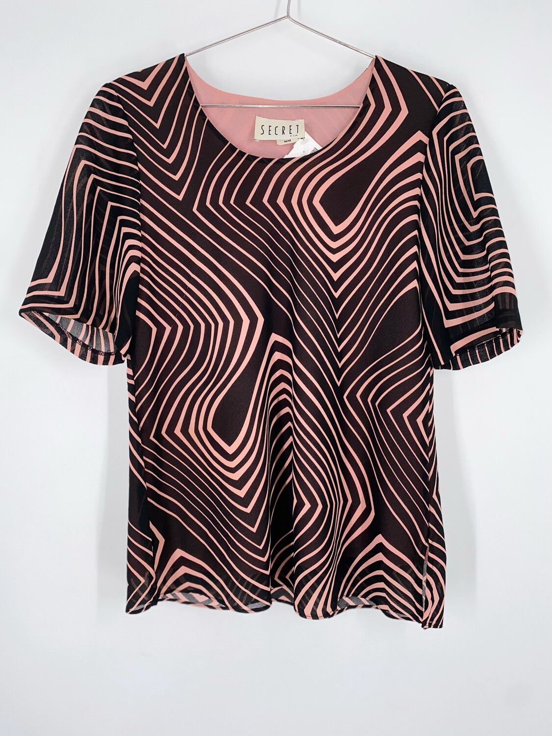 Secret Abstract Striped Top Size M