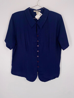 Impressions Navy Button Up Top Size M