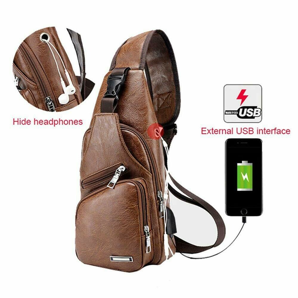 sling shoulder crossbody chest backpack bag for men women girl with USB ...