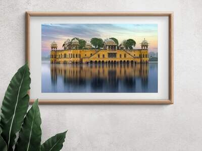 Wall Decor with Photo Frame / Unframed / on Paper Canvas, Royal Palace Mahal Lake