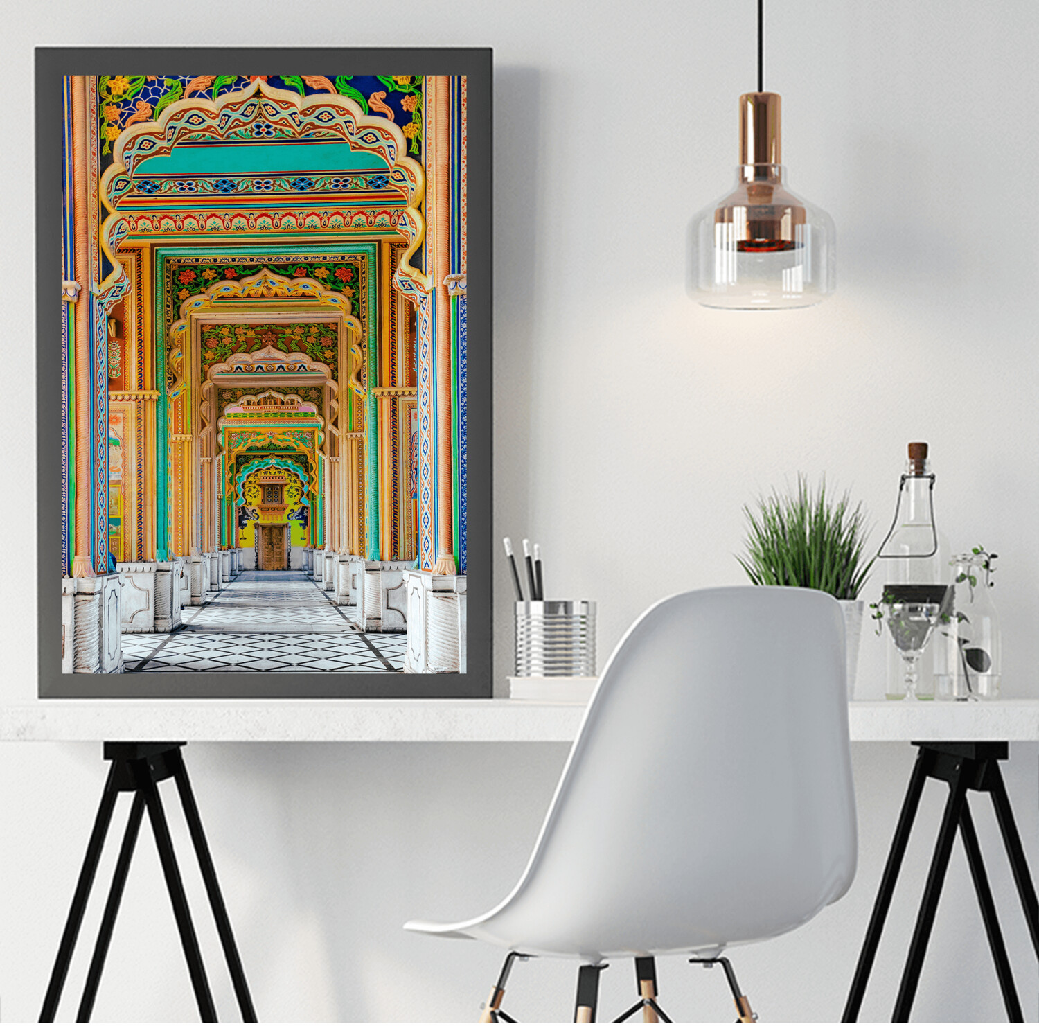 Wall Decor with Photo Frame / Unframed / on Paper Canvas, Royal Entrance Gate Jaipur, Size: Small 8 x 11 inch A4 Size, Medium: Fine Art Paper, No Frame or Framed: No Frame only Print