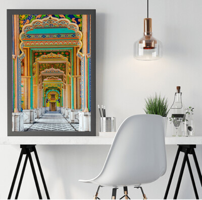 Wall Decor with Photo Frame / Unframed / on Paper Canvas, Royal Entrance Gate Jaipur