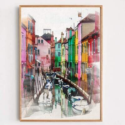 Wall Decor with Photo Frame / Unframed / on Paper Canvas, city wall art prints, city poster painting