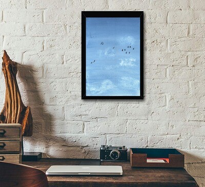 Wall Decor with Photo Frame / Unframed / on Paper Canvas, Abstract Painting of sky