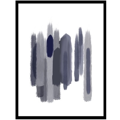 abstract art wall decor, Framed / Unframed / on Paper Canvas, Blue Grey