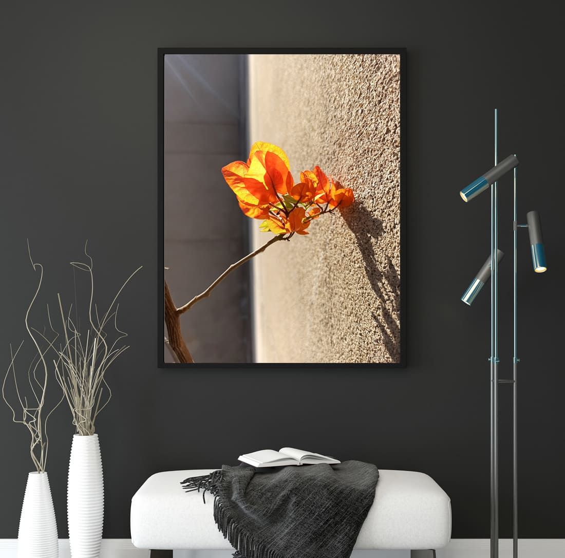 Wall Decor with Photo Frame / Unframed / on Paper Canvas, Flower