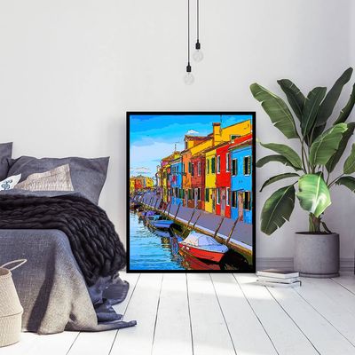 Wall Decor with Photo Frame / Unframed / on Paper Canvas, Italy Venice 2