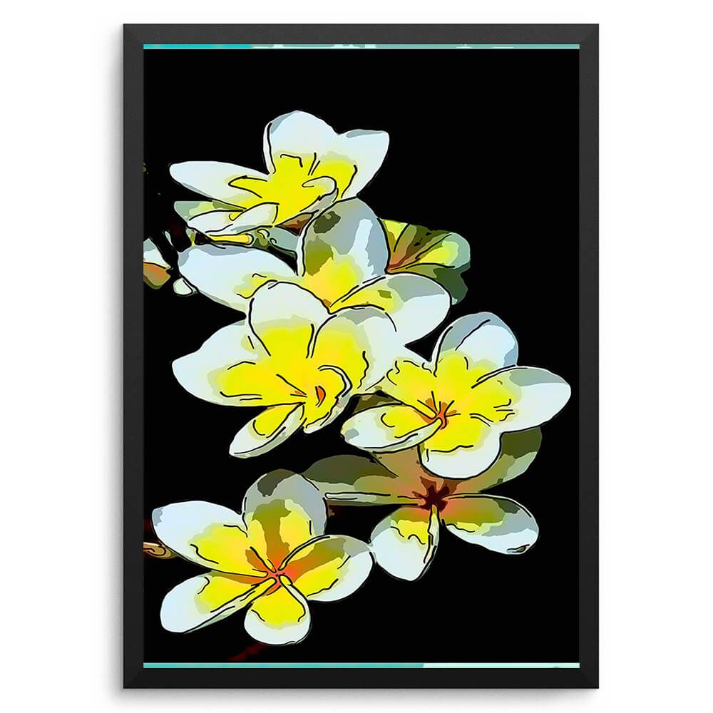 Wall Decor with Photo Frame / Unframed / on Paper Canvas, Yellow White Flower