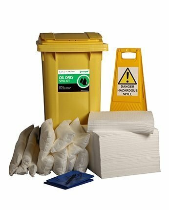 240L Oil Only Spill Response Kit | 2 Wheel PE Bin