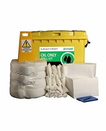 600L Oil Only Spill Response Kit | 4 Wheel PE Bin