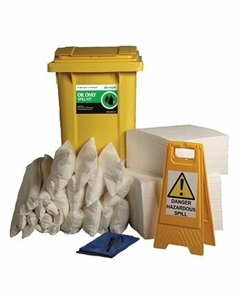 360L Oil Only Spill Response Kit | 2 Wheel PE Bin