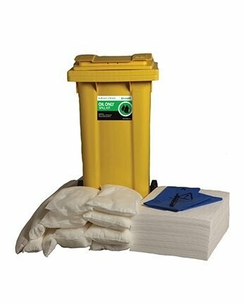120L Oil Only Spill Response Kit | 2 Wheel PE Bin