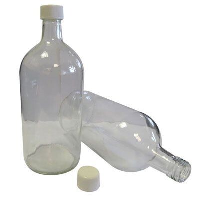 1Litre Clear Glass Sample Bottle with a 28mm cap