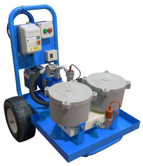 Twin Unit Filtration Systems All Terrain Trolley Twin Unit Filtration Systems All Terrain Trolley, Power Supply: 240v, Pump: PCP - Suitable for light fluids to 46 Visc, Magnetic Pre-Filter: None