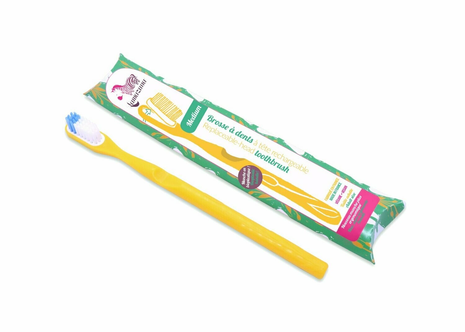 Brosse à dents écologique, Médium-jaune,  LAMAZUNA
