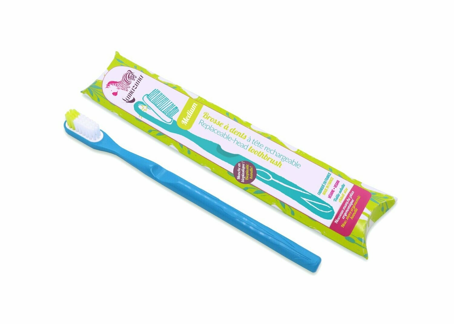 Brosse à dents écologique, Souple-bleue,  LAMAZUNA