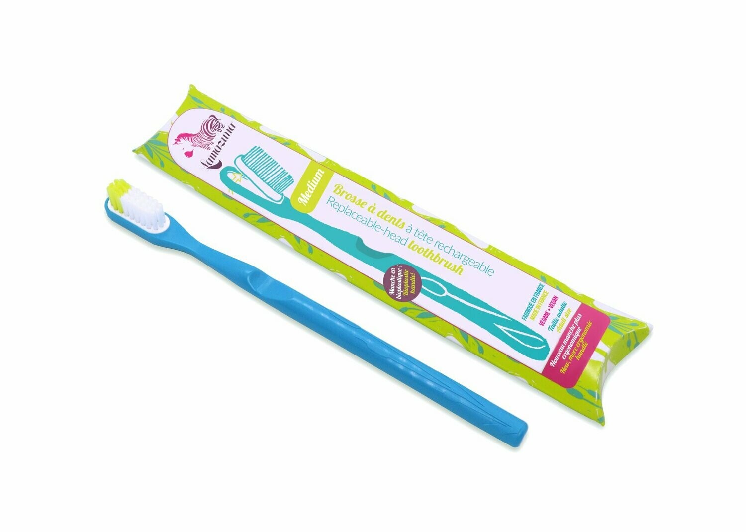 Brosse à dents écologique, Souple-bleue, LAMAZUNA