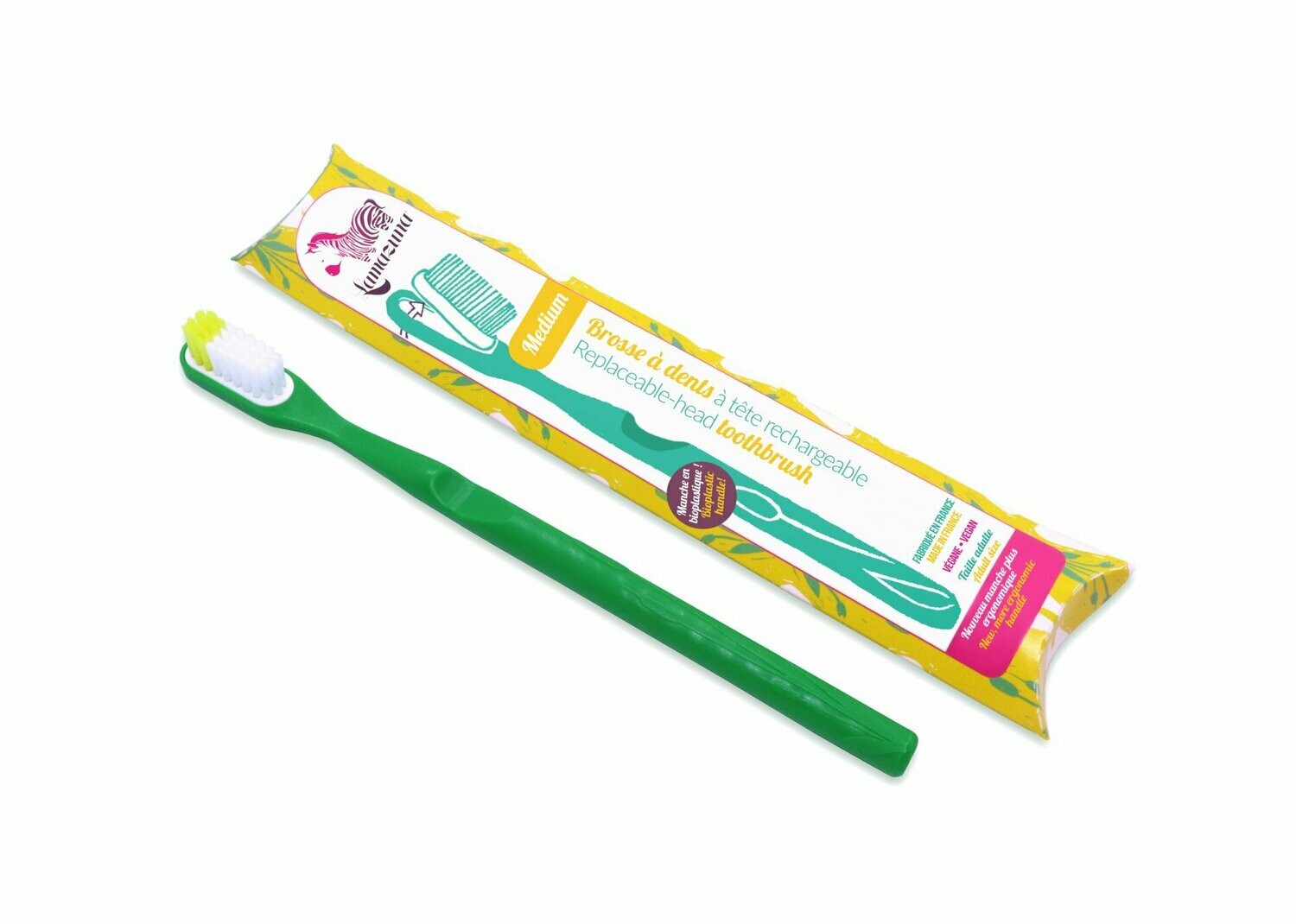 Brosse à dents écologique, Médium-verte,  LAMAZUNA