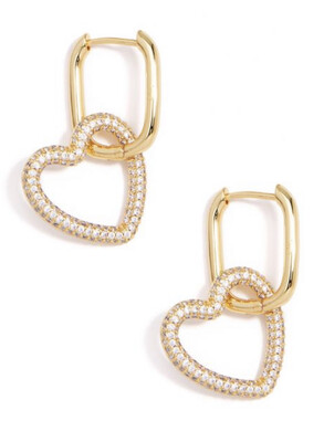 Zenzii Classic Crystal Heart Link Drop Earrings