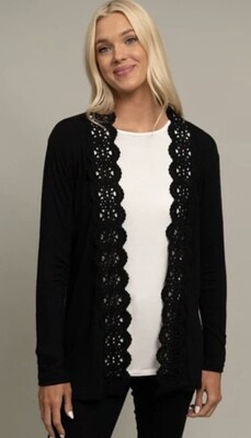 Perception Concept Scalloped Open Front Cardigan