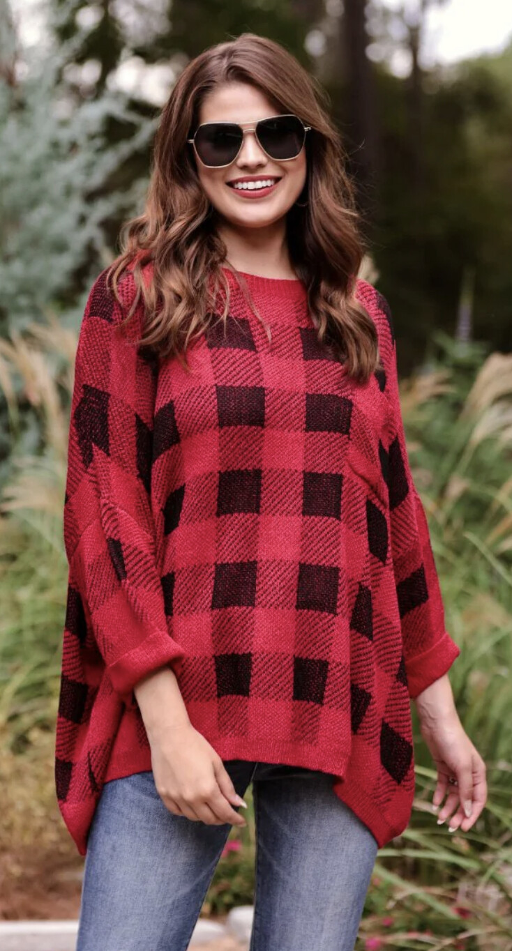 Jess Lea Apple Orchard Plaid Lightweight Sweater