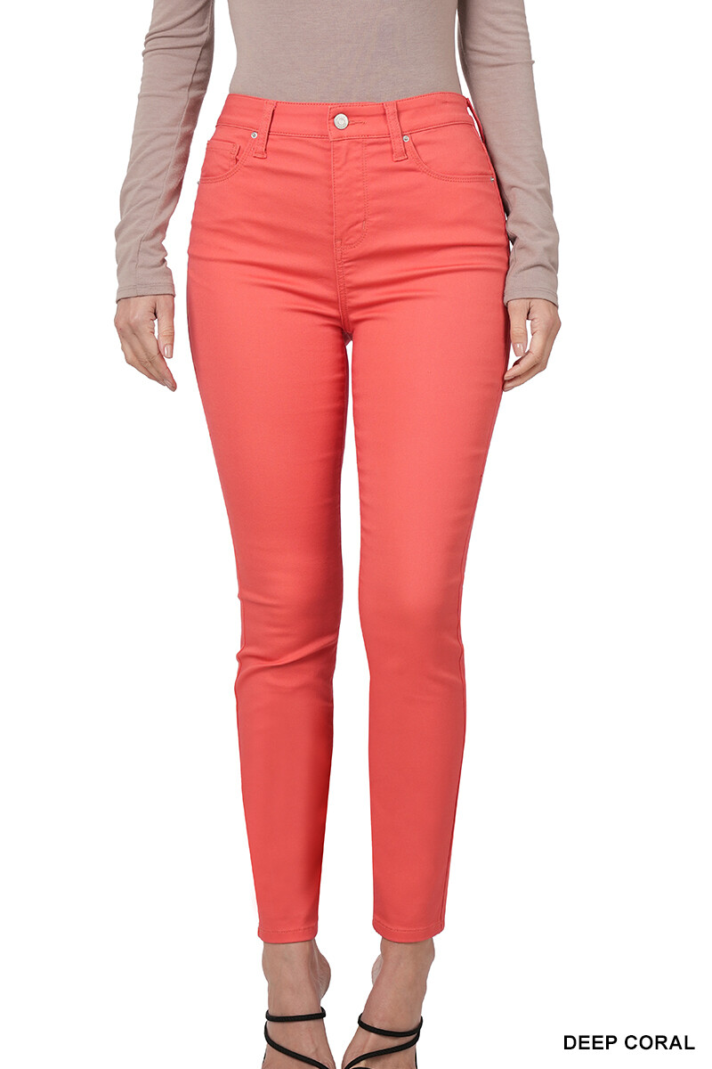 Zenana High Rise Skinny Color Denim Pants