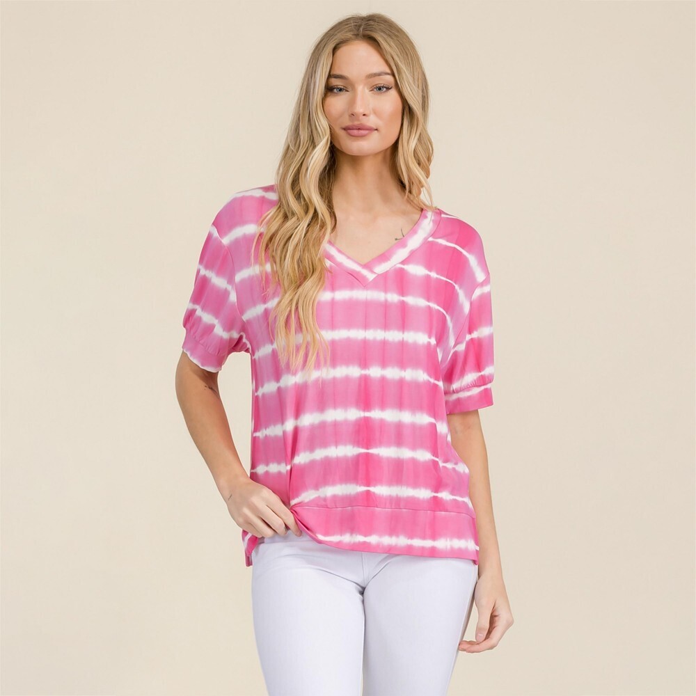 Yelete Women's Striped Short Sleeve Top