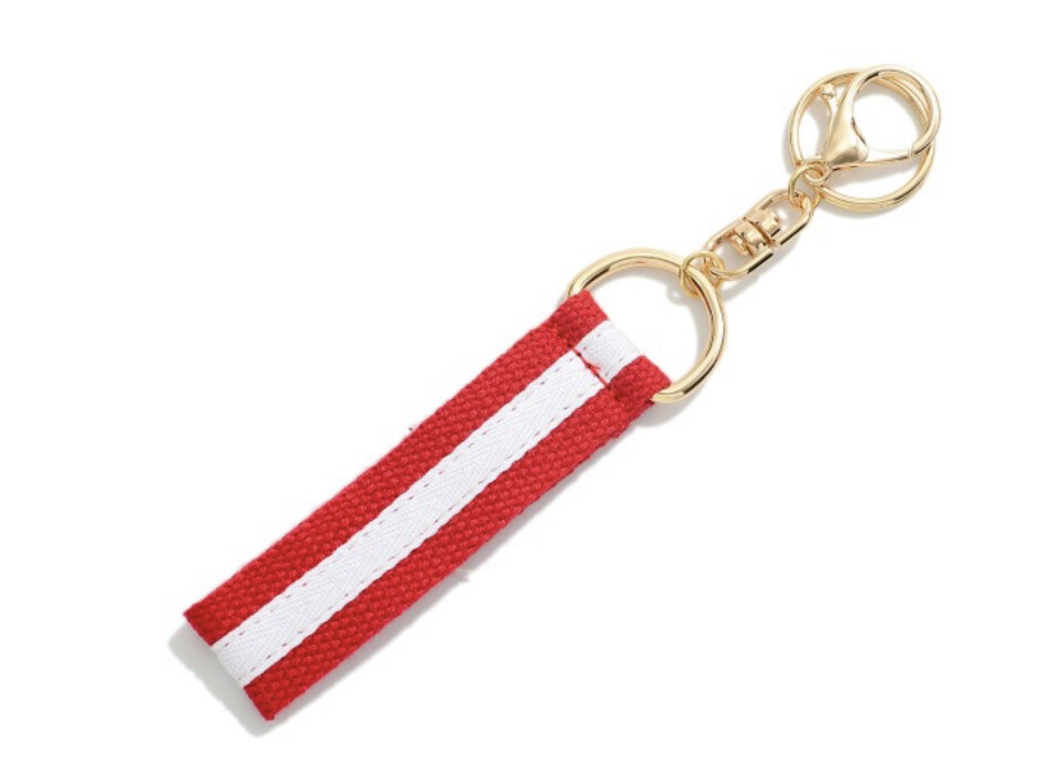 Canvas Striped Game Day Keychain