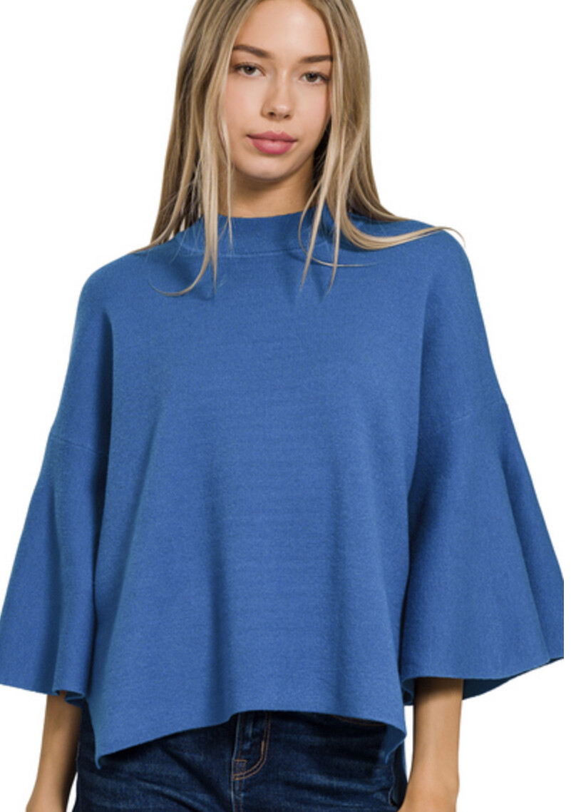 Zenana Viscose Bell Sleeve Sweater