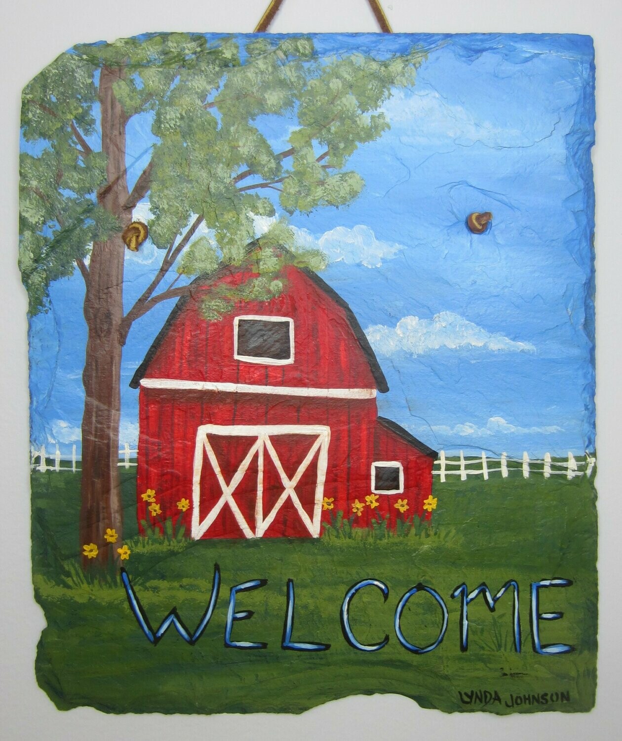 Red Barn Slate Painting