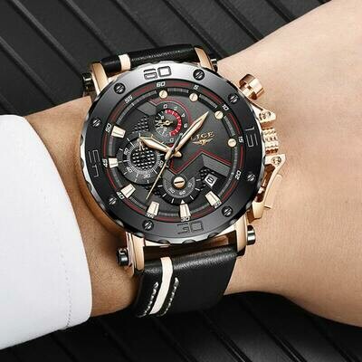 2020 LIGE New Fashion smart Watches for men Top Brand Luxury Big Dial Military Quartz Watch Leather Waterproof Sport watch