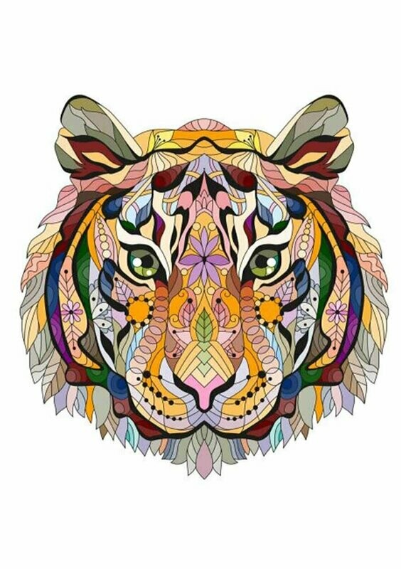 Zentangle Tigre frontal - Camiseta básica  mujer