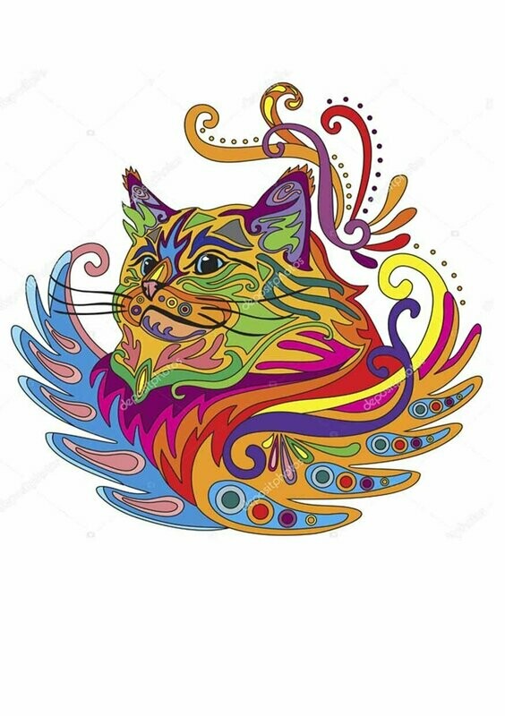 Zentangle GATO IZD. - Camiseta básica mujer
