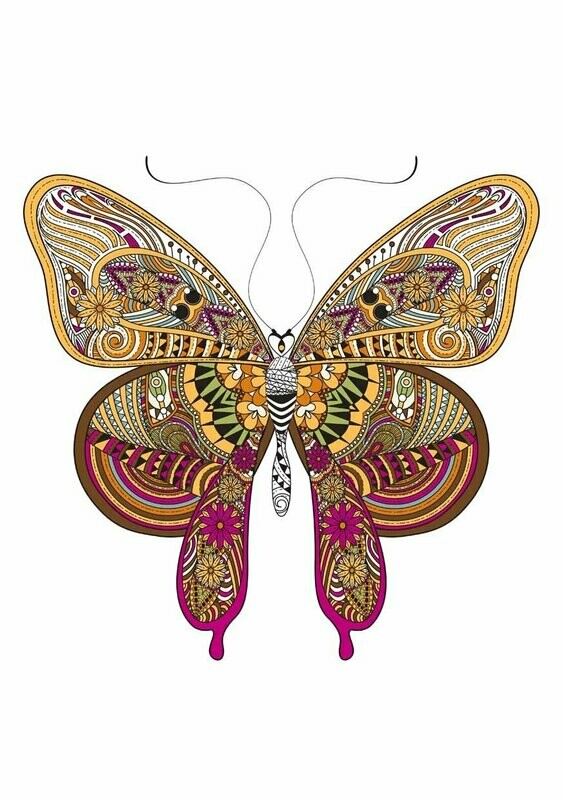 Zentangle / Mariposa4 - Camiseta básica mujer
