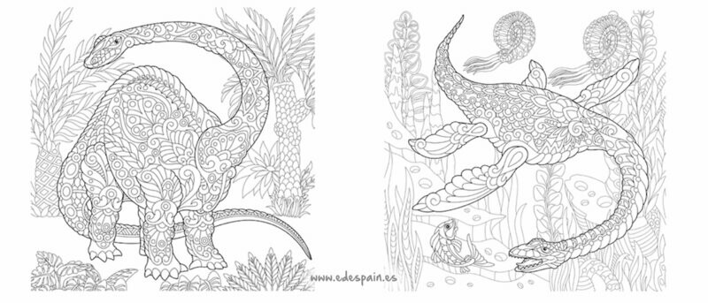 Brontosaurios/Plesiosaurio Zentangle - para colorear