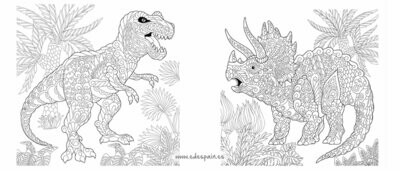 Tiranosaurus/Triceratops Zentangle - para colorear