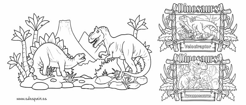 TIRANOSAURUS/STEGOSAURUS/VELOCIRAPTOR para colorear