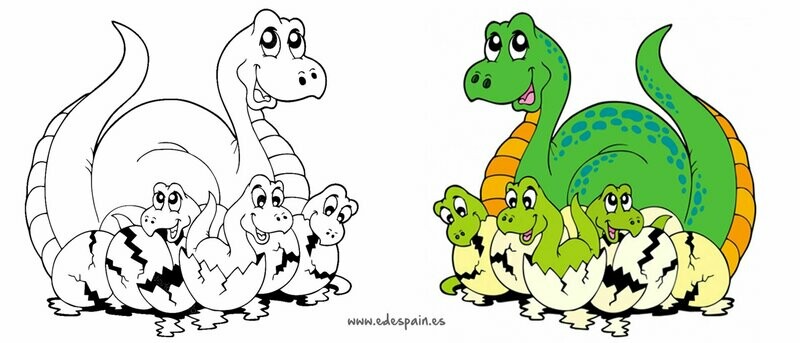 BRONTOSAURIO/HUEVOS - para colorear