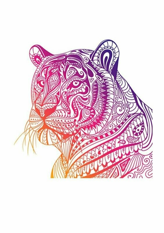 Zentangle Tigre lateral- Camiseta básica  mujer