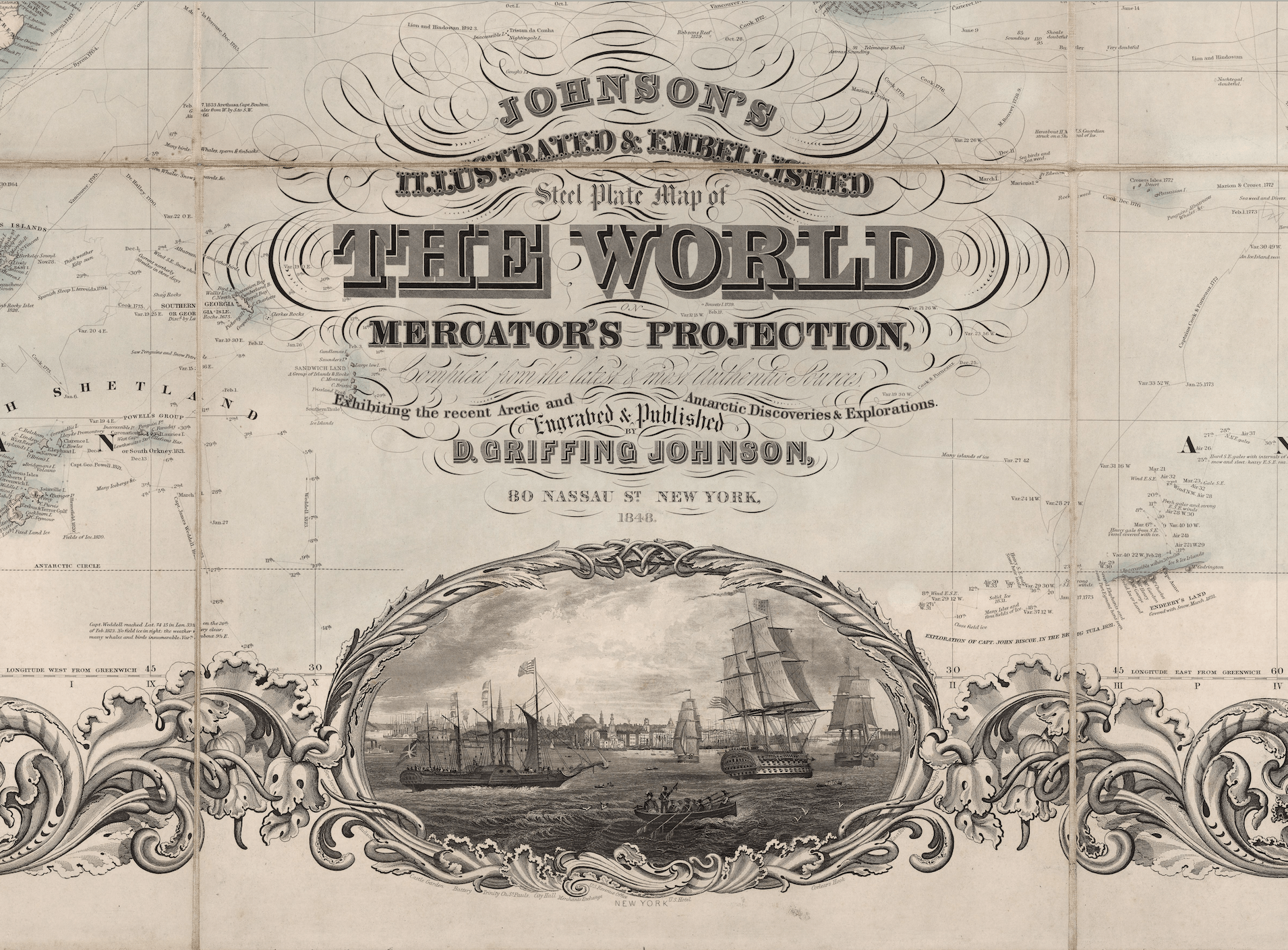 El Mundo en Proyección Mercator 1848