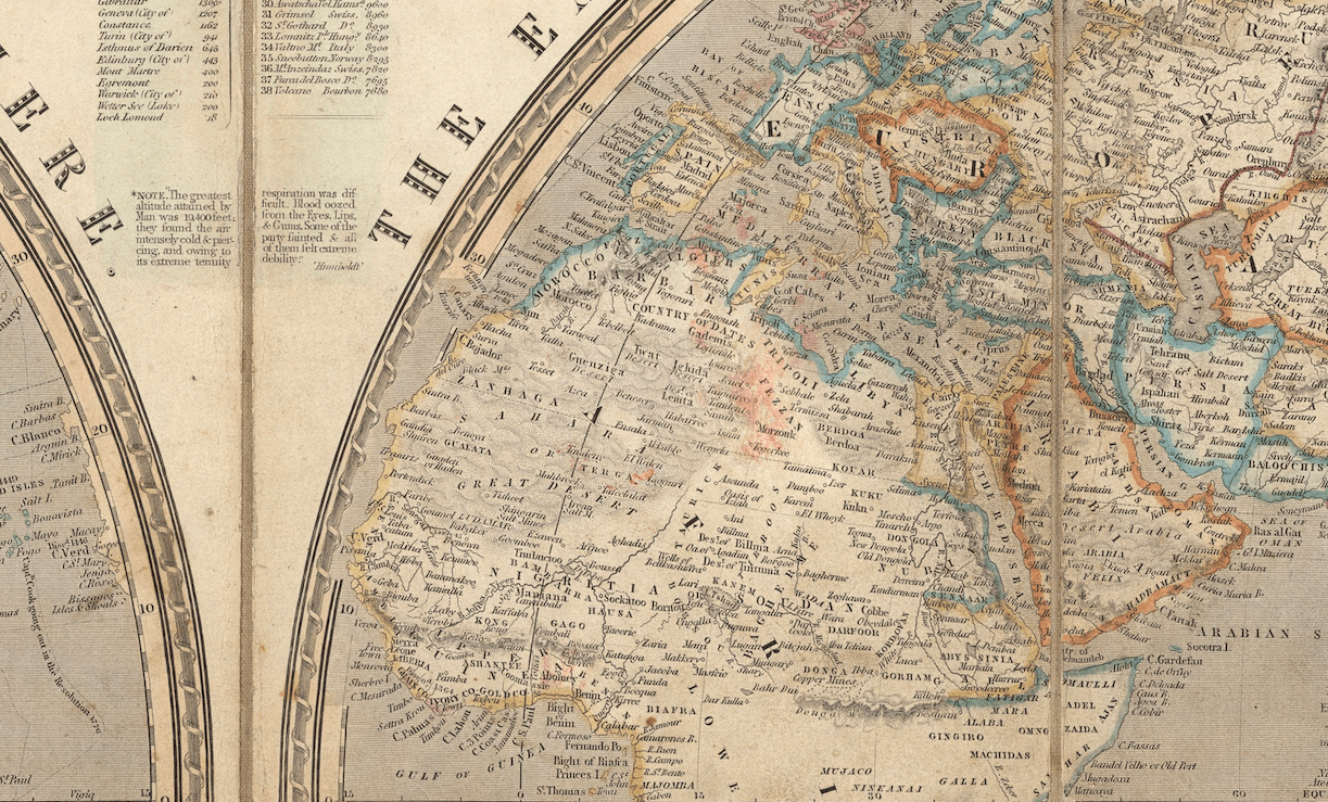 Nuevo Mapa del Mundo por Gilbert´s 1839