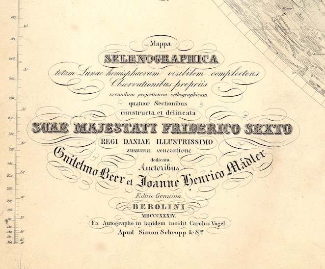 Mapa Luna, hemisferio visible. 1834