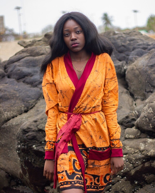 Peignoir Femme en Wax Africain orange